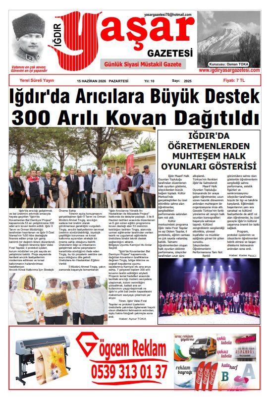 Iğdır Gazeteleri Iğdır Yaşar Gazetesi 15.06.2026