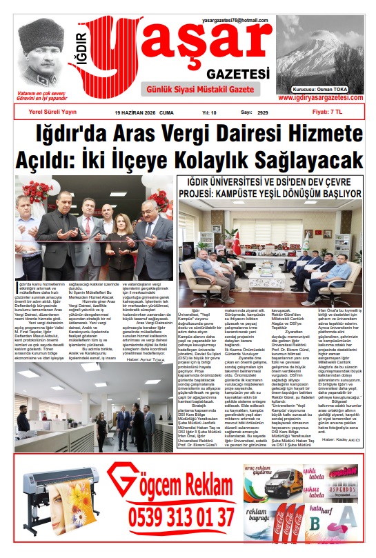 Iğdır Gazeteleri Iğdır Yaşar Gazetesi 19.06.2026