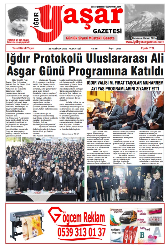 Iğdır Gazeteleri Iğdır Yaşar Gazetesi 22.06.2026