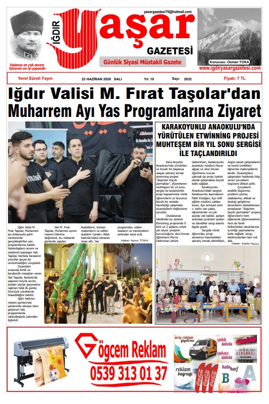 Iğdır Gazeteleri Iğdır Yaşar Gazetesi 23.06.2026