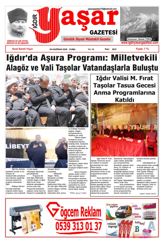 Iğdır Gazeteleri Iğdır Yaşar Gazetesi 26.06.2026