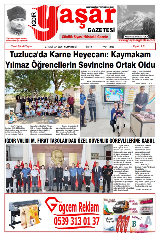 Iğdır Gazeteleri Iğdır Yaşar Gazetesi 27.06.2026