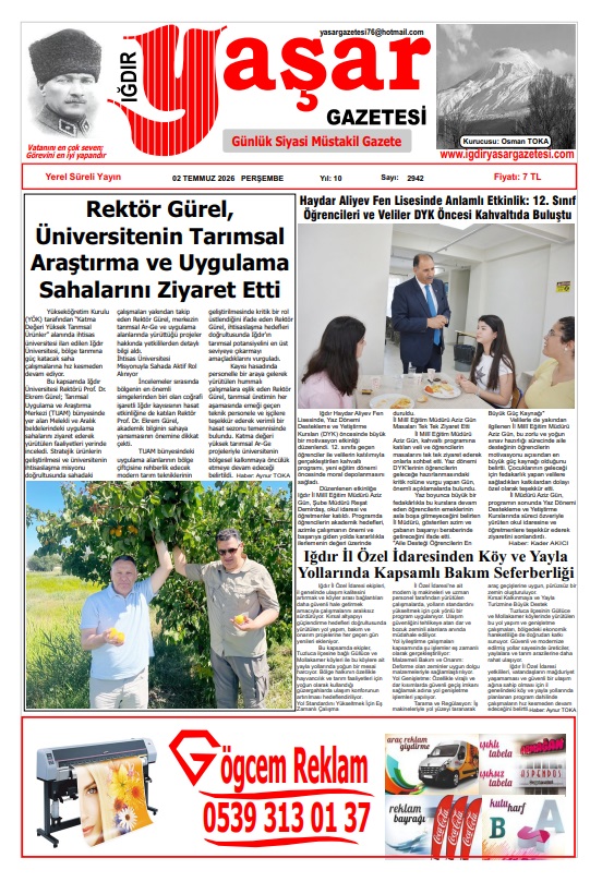 Iğdır Gazeteleri Iğdır Yaşar Gazetesi 02.07.2026