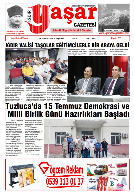 Iğdır Gazeteleri Iğdır Yaşar Gazetesi 08.07.2026