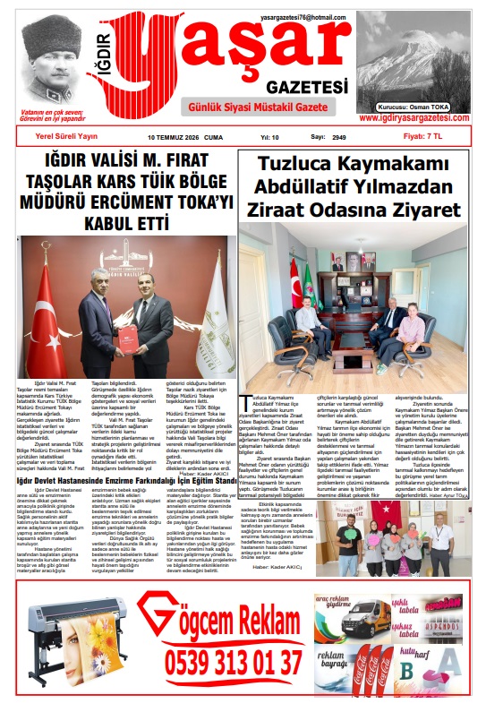 Iğdır Gazeteleri Iğdır Yaşar Gazetesi 10.07.2026