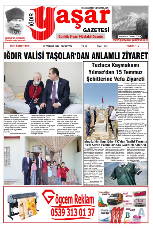 Iğdır Gazeteleri Iğdır Yaşar Gazetesi 13.07.2026