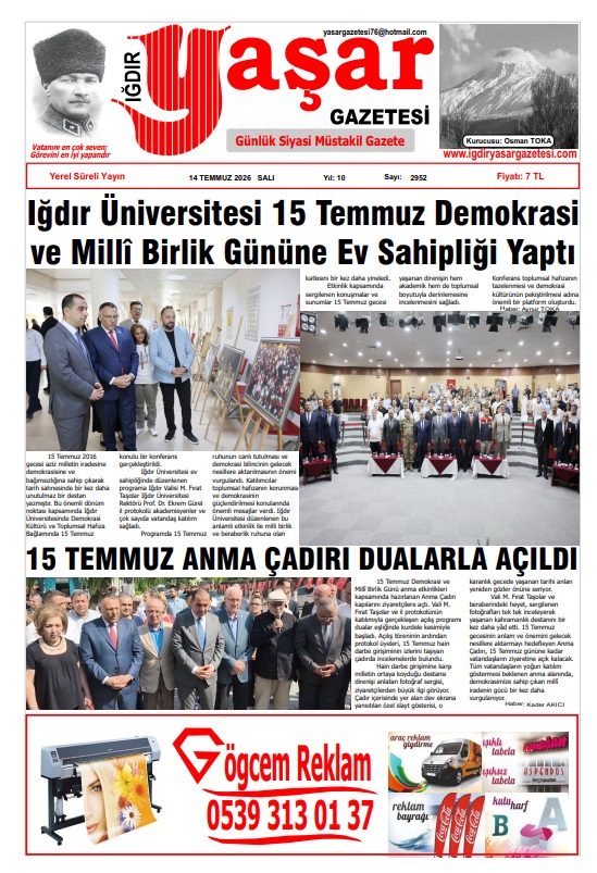 Iğdır Gazeteleri Iğdır Yaşar Gazetesi 14.07.2026