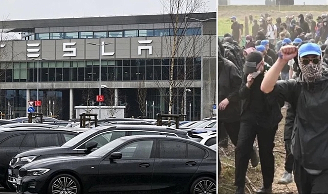 Berlin'de yüzlerce kişi Tesla fabrikasına saldırdı