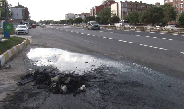 Büyükçekmece'de kaza yapan araç  yandı: 3 yaralı