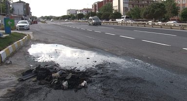Büyükçekmece'de kaza yapan araç  yandı: 3 yaralı