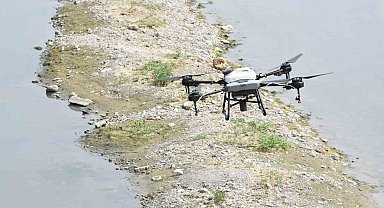 Derelerin ilaçlaması dron ile yapıldı