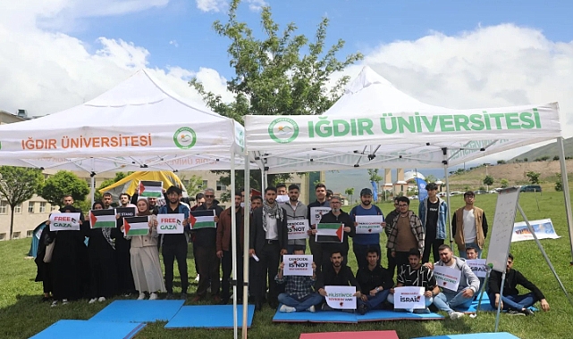 Iğdır’da öğrenciler İsrail’i protesto etti