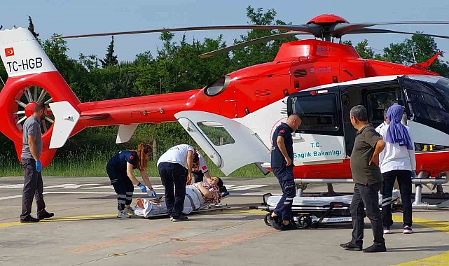 Ambulans helikopterler, hamile kadın için havalandı