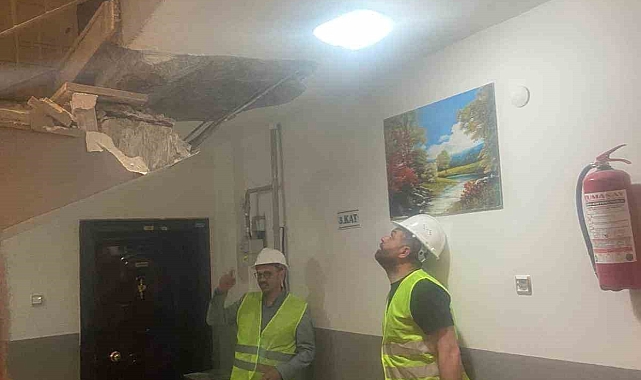 Erzurum'da merdivenleri çöken ve korkuya sebep olan binada inceleme yapıldı