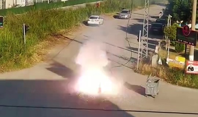 Sıcaktan eriyip kopan elektrik kablosunda patlama oldu