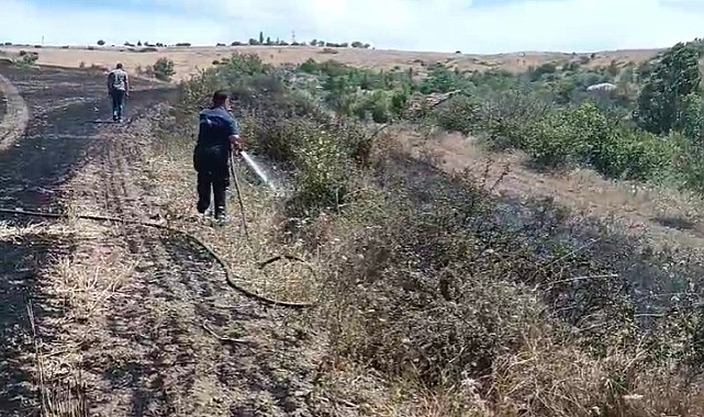 Tarım arazisinde çıkan yangını, itfaiye ekiplerinin hızlı müdahalesi söndürdü