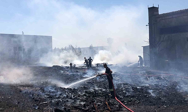 Çorlu'da çıkan ot yangını fabrika bahçesine sıçradı