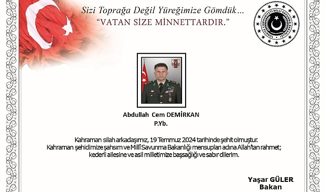Gerçekleştirilen arama tarama faaliyeti esnasında yaralanan bir asker şehit oldu