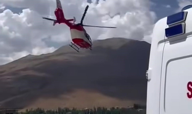 Helikopter ambulans, yüksekten düşen bebek için havalandı