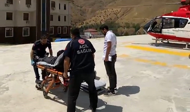 Helikopter ambulans, yüksekten düşen çocuk için havalandı