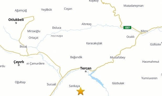 Tercan'da 3.1 büyüklüğünde deprem