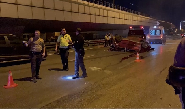 Önce yayaya sonra cipe çarpıp takla atan otomobildeki 3 kişi yaralandı