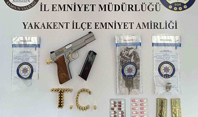 Yakakent ilçesinde polis tarafından yapılan denetimlerde uyuşturucu ve ruhsatsız silah ele geçirildi