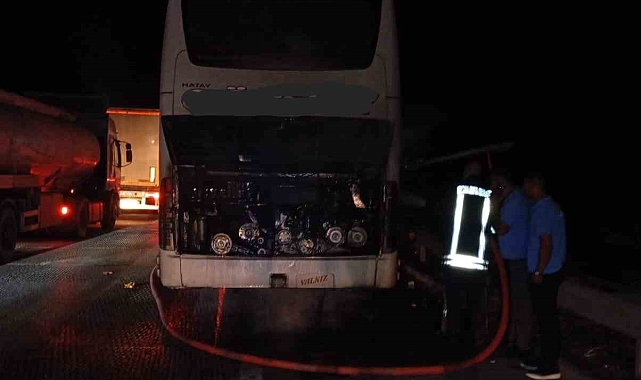 Yolcu otobüsünde yangın çıktı