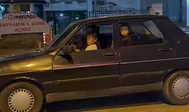 8-9 yaşlarında olduğu tahmin edilen bir çocuk otomobili sürerek trafikte ilerledi