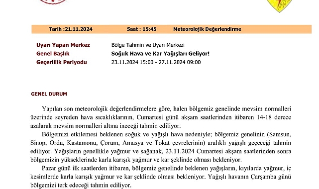 7 il için soğuk hava ve kar uyarısı