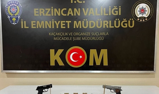 Erzincan'da ruhsatsız tabanca ve fişekler ele geçirildi
