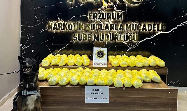 Erzurum'da 80 kilo metamfetamin ele geçirildi