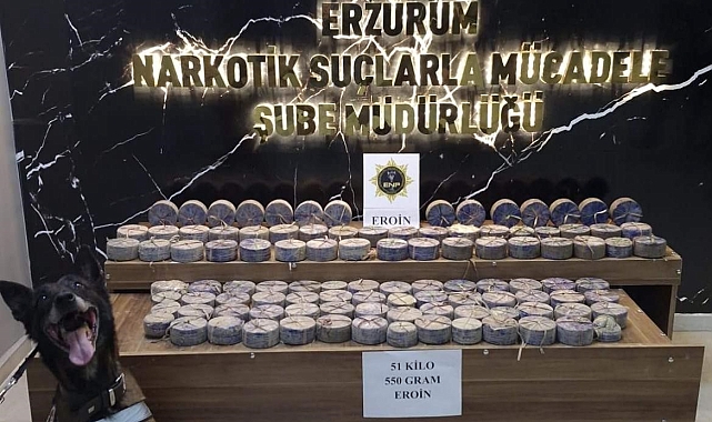 Erzurum'da gerçekleştirilen operasyonda 51 kilogram eroin maddesi ele geçirildi
