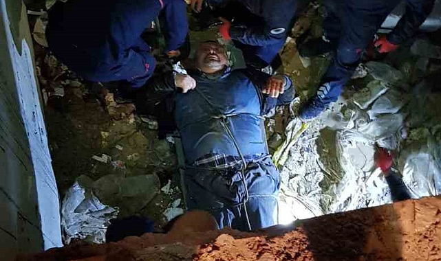 İşçinin imdadına itfaiye yetişti