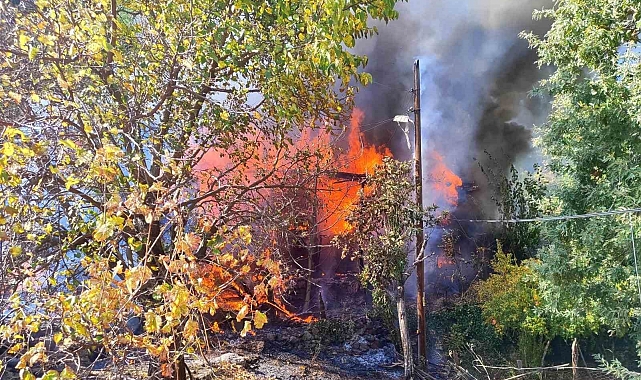 Ormanlık alanda çıkan yangında bir ev yanarak kullanılamaz hale geldi