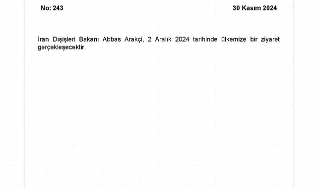Arakçi Türkiye'ye geliyor
