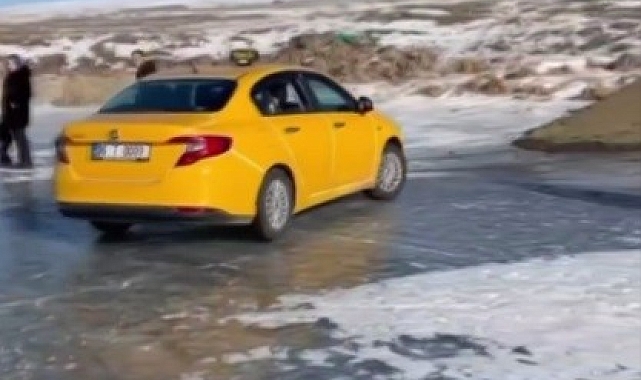 Çıldır Gölü'nde Taksici Şoku! Buz Üzerinde Gösteri Tehlike Yarattı