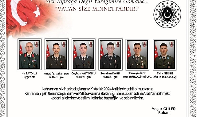 Eğitim uçuşu sırasında düşen helikopter kazası şehitleri törenle memleketlerine uğurlanacak