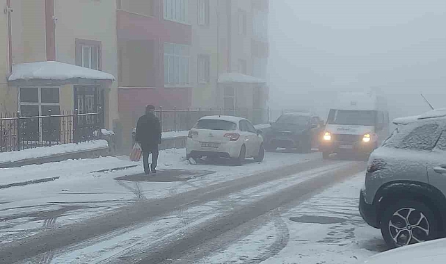 Erzurum'da kar yerini sisli havaya bıraktı