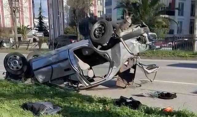 Samsun'da Korkunç Kaza Anı Kamerada! 2 Yaralı