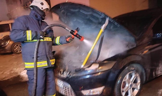 Van'da Park Halindeki Otomobilde Yangın: Motor Kısımı Tamamen Yandı