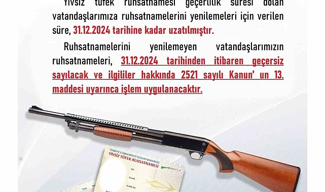 Yivsiz tüfek sahipleri uyarıldı