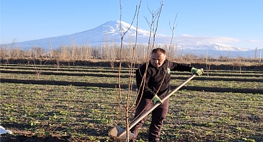 Iğdır Orman İşletme Müdürü Taner Tazegün'den Yılın İlk Gününde Fidan Dikimi