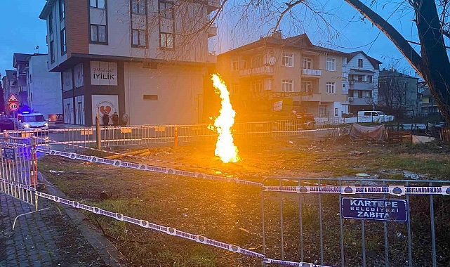 Kartepe'de Sondaj Çalışması Sırasında Metan Gazı Yangını