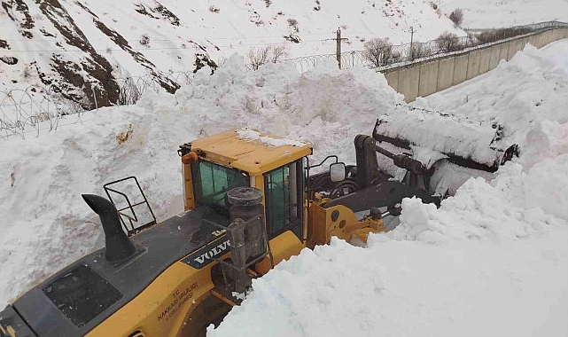 Yüksekova'da köy yoluna çığ düştü