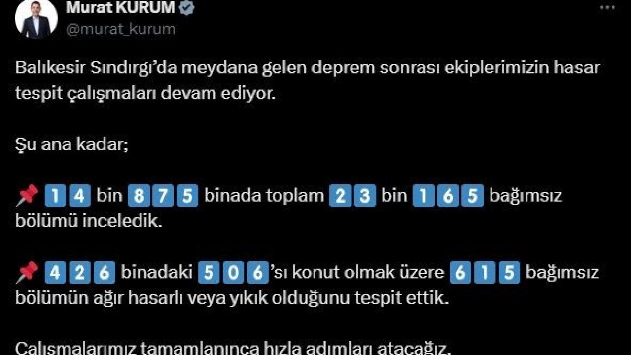 Sındırgı Depremi Sonrası Hasar Tespiti Sürüyor