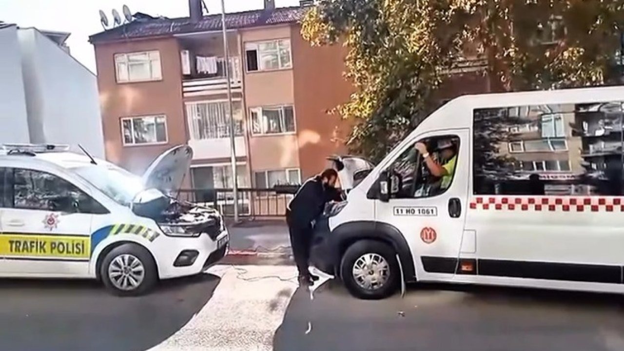 Bilecik'te Polis Ekipleri, Arızalanan Halk Otobüsüne Yetişti