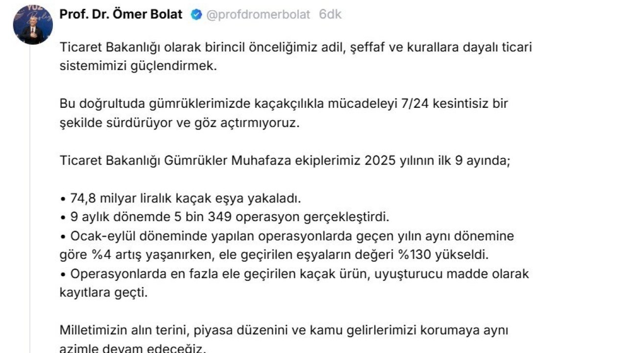 Gümrük Muhafaza Ekipleri 9 Ayda Rekor Kırdı: 74,8 Milyar Liralık Kaçak Eşya Yakalandı