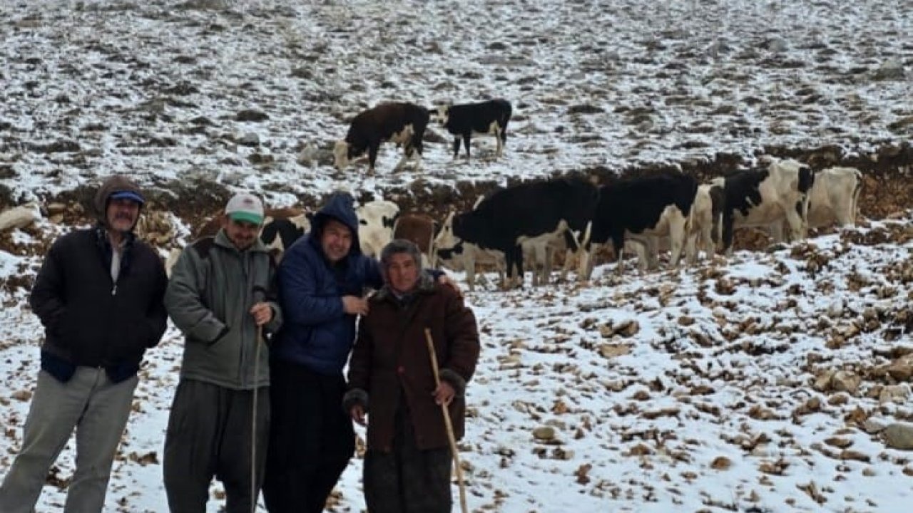 Adana'nın Feke İlçesinde Kar Yağışına Yakalanan Göçer Kadın ve Sürüsü Kurtarıldı