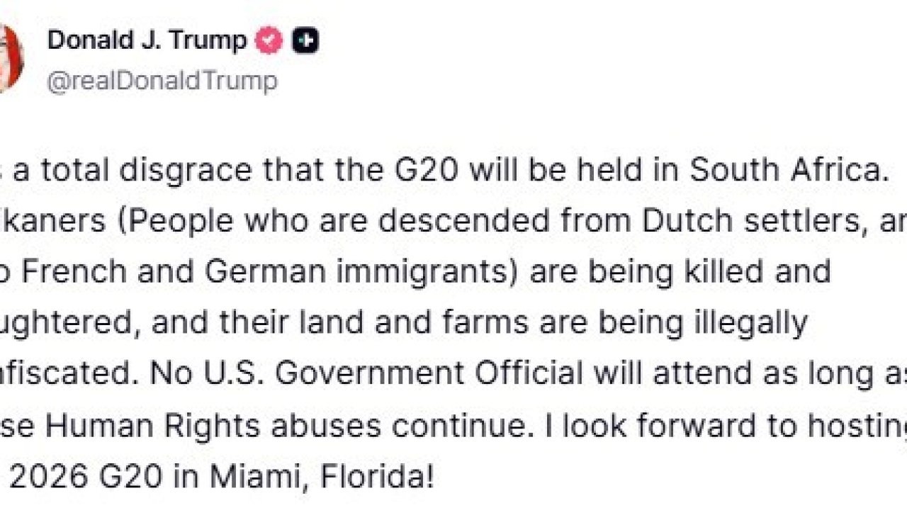 Trump'tan G20 Zirvesi'ne Boykot Tehdidi: "Güney Afrika'da Yapılması Tam Bir Rezalet"